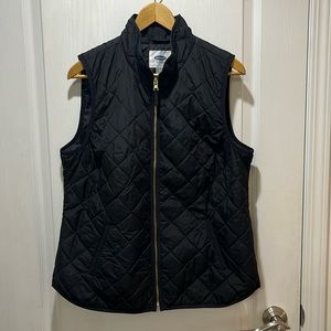 Old Navy Black Quilted Vest Gold Accents Size L